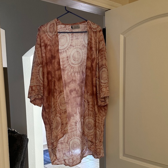 Lotus and Luna Bohemian Tie-Dye Kimono and Pants Set - Picture 2 of 9